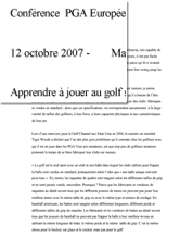 Conf&eacute;rence PGA Eurp&eacute;enne